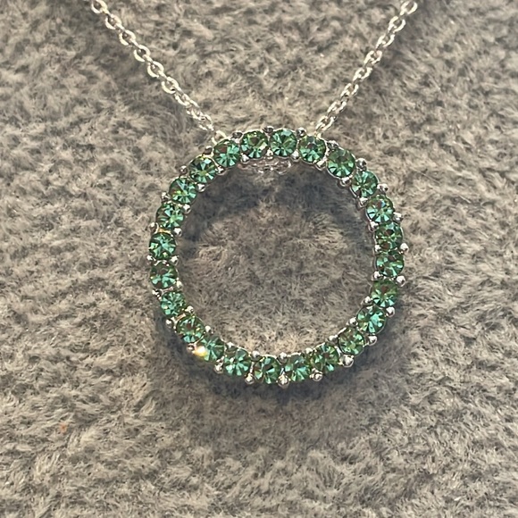 Green Rhinestone Infinity Circle Necklace - Picture 8 of 8